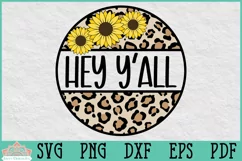 Hey Y'all Leopard Sign Farmhouse Round Door Hanger SVG
