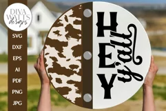 Hey Y'all SVG | Western Cowhide With Belt Door Hanger Design Product Image 1