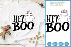 Hey Boo Cute Girl Ghost Halloween Trick or Treat Svg Product Image 1