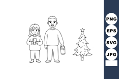 Children standing next to decorated Christmas tree holding l Product Image 1