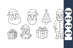 Santa Claus faces and full body with Christmas tree and gift Product Image 1