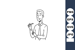Businessman presenting with pen in hand explaining ideas and Product Image 1