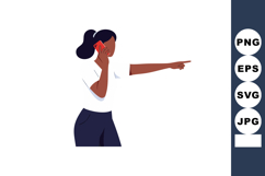Woman talking on phone and pointing forward with determined Product Image 1