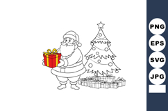 Santa Claus holding gift box near decorated Christmas tree w Product Image 1