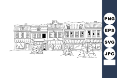 Vintage street view with old buildings and storefronts line Product Image 1