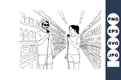 Young couple shopping with ice cream in supermarket aisle en Product Image 1