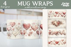 Valentines Day Mug Wrap Sublimation, Vintage Mug Sublimation Product Image 1