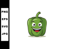 Green bell pepper with smiling face cartoon style vector ill Product Image 1