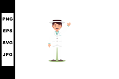 Man Wearing White Suit and Hat Waving Hand Friendly Gesture Product Image 1