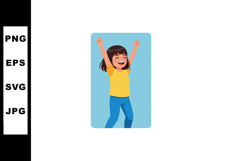 Happy young girl celebrating with raised arms in casual clot Product Image 1