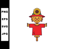 Scarecrow with sunflower hat and red shirt autumn farming de Product Image 1