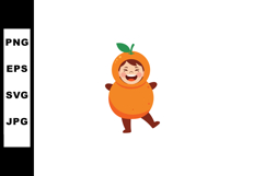 Child Wearing Orange Fruit Costume Laughing and Playing Happ Product Image 1