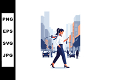 Businesswoman walking in city street using smartphone during Product Image 1