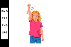 Girl with raised fist showing determination and strength in Product Image 1