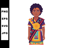 African Child Wearing Traditional Colorful Clothes and Gold Product Image 1