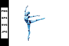 Futuristic robotic ballerina dancing in blue tones with eleg Product Image 1