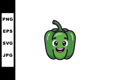 Green bell pepper cartoon character with happy face vector i Product Image 1