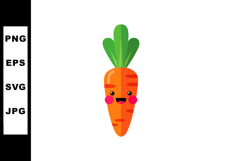 Cute smiling carrot vector with green leaves and pink cheeks Product Image 1