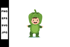 Child Wearing Green Bell Pepper Costume Cute Halloween Outfi Product Image 1