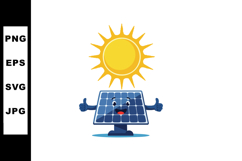 Solar panel character with smiling face and sun energy vecto Product Image 1