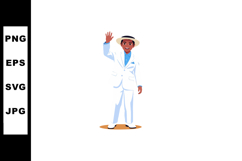 Man in white suit waving hand wearing hat vector illustratio Product Image 1