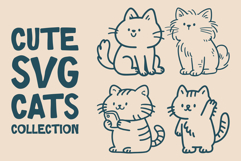 Cute Cats SVG PNG Digital Crafting Set Product Image 1