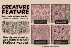 Creature Feature Procreate Pattern Brushes Product Image 1
