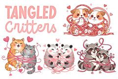 Valentine's Day Tangled Critters PNG Sublimation or clipart Product Image 1