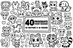 Cute Critters Procreate Stamp Brushes And Frames Product Image 2