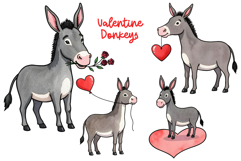 Valentine's Day Donkeys PNG Sublimation or Clipart Set Product Image 1