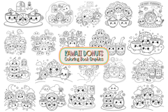 Cute Cozy Donuts Coloring Book PNG Graphics - KDP Pages Product Image 1