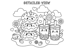Cute Cozy Donuts Coloring Book PNG Graphics - KDP Pages Product Image 2