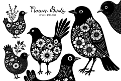 Flower Birds SVG for Cricut, Sublimation, Clipart and more Product Image 1