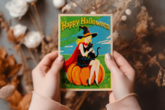 Vintage Halloween Card Illustrations For Poster, Party Decor Product Image 9