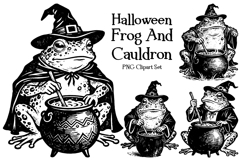 Frog Witch And Cauldron PNG Halloween Sublimation Set Product Image 1