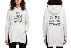 Front And Back White Hoodie Mockup PSD JPG Shirt Product Image 4