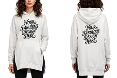 Front And Back White Hoodie Mockup PSD JPG Shirt Product Image 1