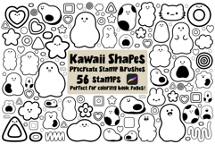 Kawaii Shapes Procreate Brush Set - Coloring Book Style Product Image 1