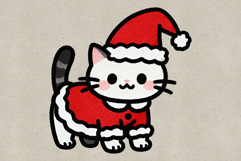 Christmas Santa Claus Kittens Sublimation Illustrations PNG Product Image 2