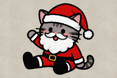 Christmas Santa Claus Kittens Sublimation Illustrations PNG Product Image 3