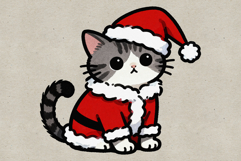 Christmas Santa Claus Kittens Sublimation Illustrations PNG Product Image 4