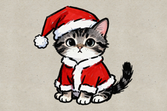 Christmas Santa Claus Kittens Sublimation Illustrations PNG Product Image 5