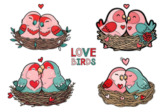 Valentine's Day Love Birds Transparent PNG Sublimation Set Product Image 1
