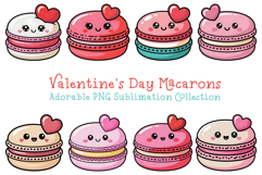 Valentine's Day Macaron PNG Sublimation Clipart bundle Product Image 1