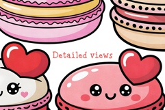 Valentine's Day Macaron PNG Sublimation Clipart bundle Product Image 2