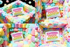 Zippered Pouch Marshmallow Fluff Mockups Set in PSD &amp; JPG Product Image 1