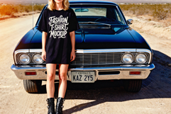 T-Shirt Dress Mockup PSD JPG Impala Hot Rod Muscle Car Theme Product Image 1