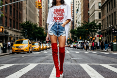 Womens Oversized T-Shirt PSD Mockup - Fashion Editorial JPG Product Image 1