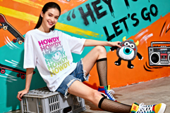 Oversized T-Shirt Fashion Woman Model Mockup PSD JPG Product Image 2