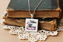 Vintage Jewelry Square Inchie Pendant Necklace Mockup Set Product Image 3